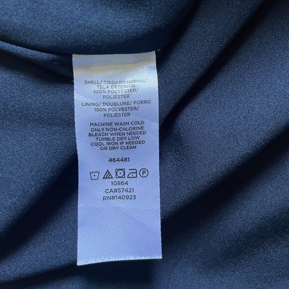 - Loft - Navy Blue A-Line Midi Dress with Light Pink & Yellow Flowers - Picture 4 of 8